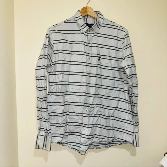 Men’s Ralph Lauren Blue Tag Casual White + Navy Button Down Long Sleeve Size: XL - Picture 3 of 16